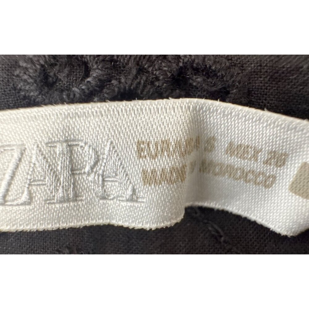 2/$30 ZARA Small Black Eyelet Button-Down Cropped Blouse Short Sleeve - Picture 4 of 14